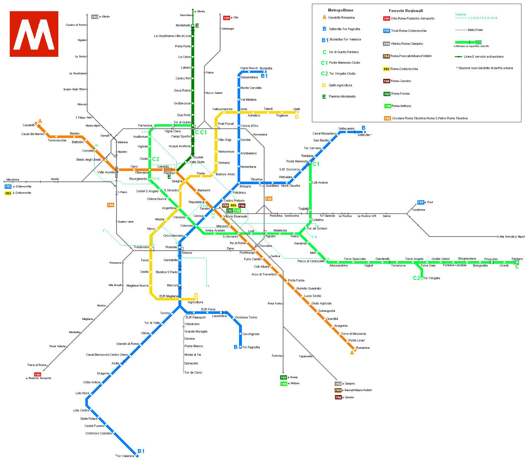 Карта метро рима на русском